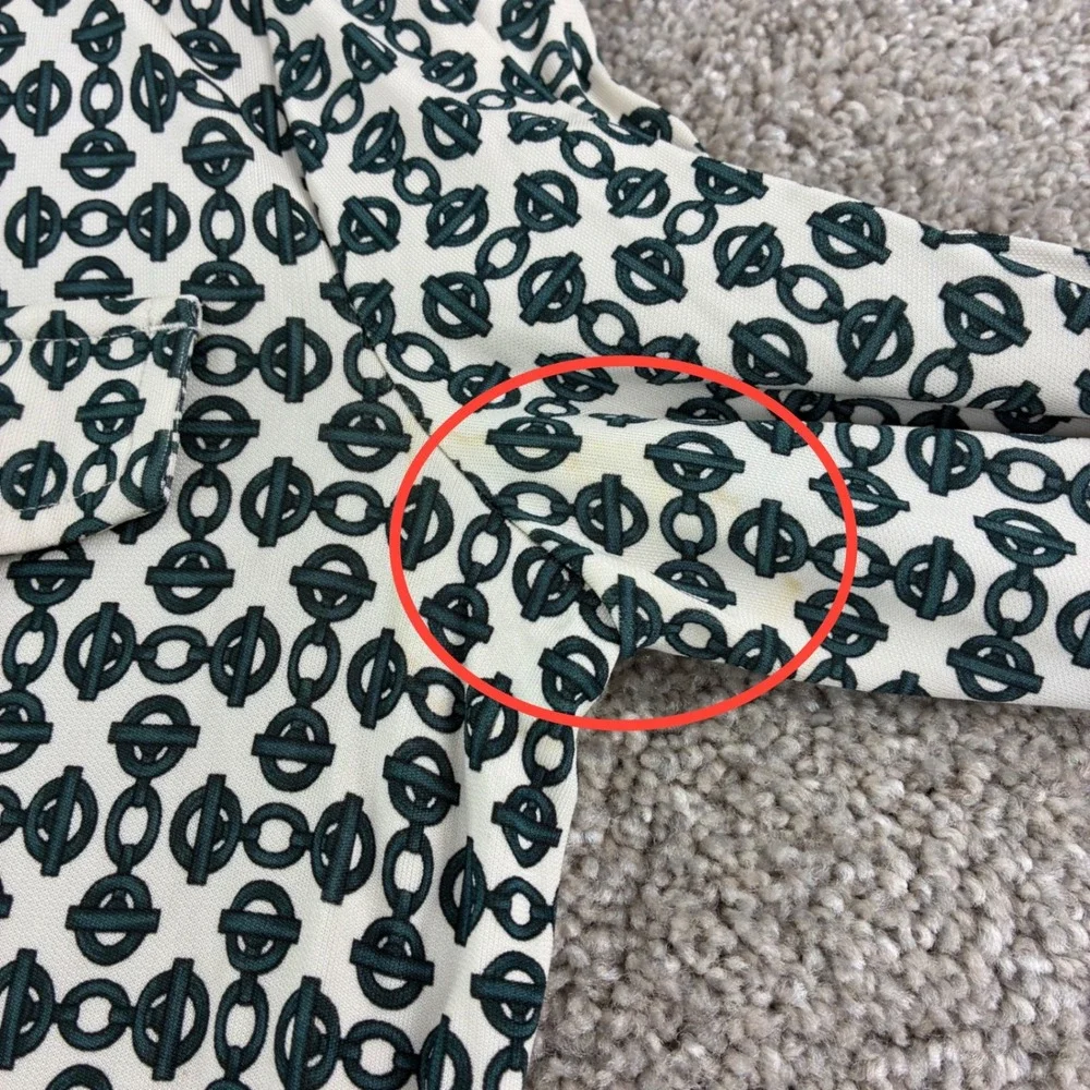 Tory Burch Katie Link Print Shirtdress‎ Rayon Midi Long Sleeve Button Up Size S